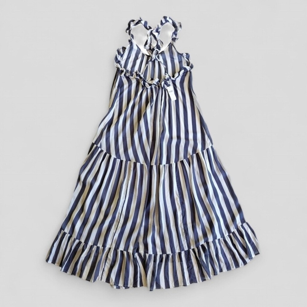 Anthropologie Striped Open Back Tiered Ruffle Maxi Dress Sz M NWT - Picture 6 of 16